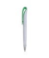 Penna a scatto in plastica con fusto bianco e clip curva con interno colorato, refill jumb