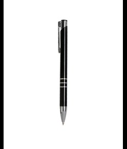 Penna a scatto in metallo con decorazione a 3 anelli e particolari cromati