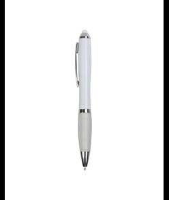 Penna twist in plastica con fusto bianco, impugnatura gommata colorata in tinta