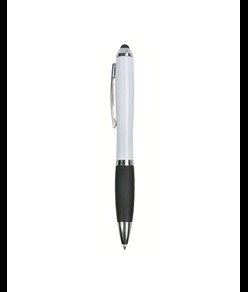 Penna twist in plastica con fusto bianco, impugnatura gommata colorata in tinta