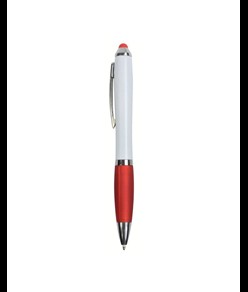 Penna twist in plastica con fusto bianco, impugnatura gommata colorata in tinta