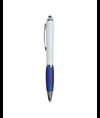 Penna twist in plastica con fusto bianco, impugnatura gommata colorata in tinta