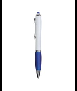 Penna twist in plastica con fusto bianco, impugnatura gommata colorata in tinta