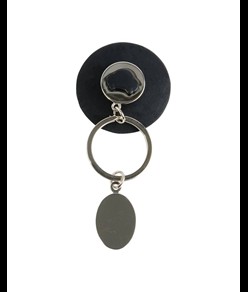 Portachiavi ventosa con gettone carrello spesa e placca in metallo