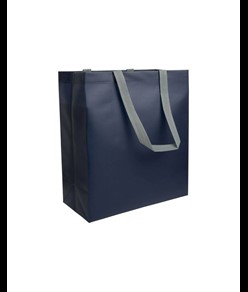 Shopper con soffietto in TNT laminato 100 g/m2 termosaldato, manici lunghi Handle
