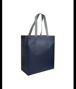 Shopper con soffietto in TNT laminato 100 g/m2 termosaldato, manici lunghi Handle