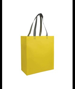 Shopper con soffietto in TNT laminato 100 g/m2 termosaldato, manici lunghi Handle