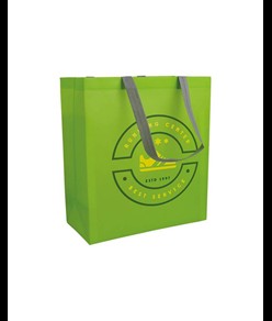 Shopper con soffietto in TNT laminato 100 g/m2 termosaldato, manici lunghi Handle