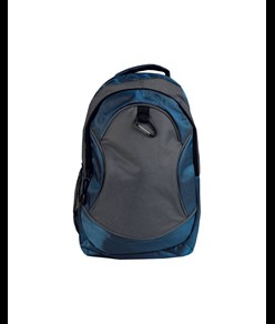 Zaino in poliestere 1680D con 4 tasche di cui 2 laterali retinate e moschettone