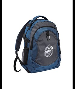 Zaino in poliestere 1680D con 4 tasche di cui 2 laterali retinate e moschettone