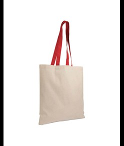 Shopper in cotone naturale 135 g/m2, manici lunghi colorati Handle