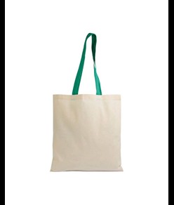 Shopper in cotone naturale 135 g/m2, manici lunghi colorati Handle