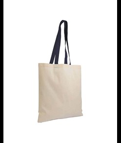 Shopper in cotone naturale 135 g/m2, manici lunghi colorati Handle