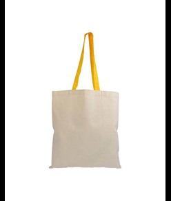 Shopper in cotone naturale 135 g/m2, manici lunghi colorati Handle