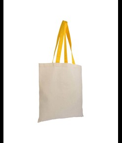 Shopper in cotone naturale 135 g/m2, manici lunghi colorati Handle