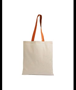 Shopper in cotone naturale 135 g/m2, manici lunghi colorati Handle