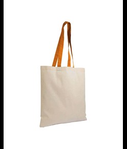 Shopper in cotone naturale 135 g/m2, manici lunghi colorati Handle