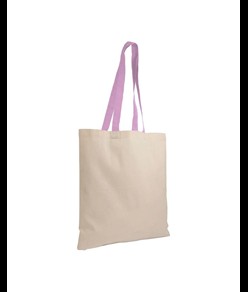 Shopper in cotone naturale 135 g/m2, manici lunghi colorati Handle