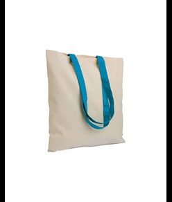 Shopper in cotone naturale 135 g/m2, manici lunghi colorati Handle