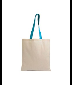 Shopper in cotone naturale 135 g/m2, manici lunghi colorati Handle