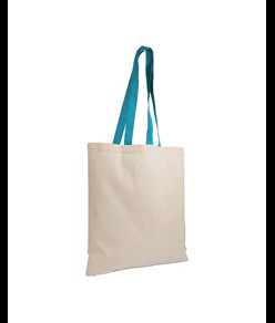 Shopper in cotone naturale 135 g/m2, manici lunghi colorati Handle