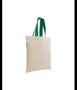 Shopper mini in cotone naturale 135 g/m2, manici corti colorati Handle