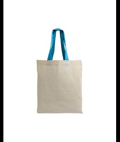 Shopper mini in cotone naturale 135 g/m2, manici corti colorati Handle