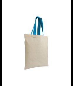Shopper mini in cotone naturale 135 g/m2, manici corti colorati Handle