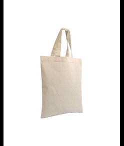 Shopper mini in cotone naturale 135 g/m2, manici corti colorati Handle
