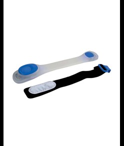Luce di sicurezza con LED in colore BLU in plastica gommata con bracciale chiusura