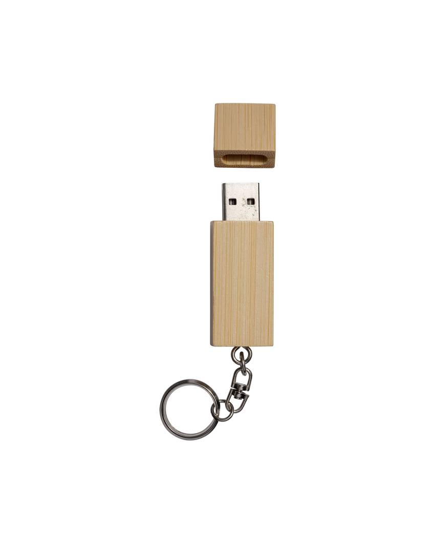 Chiavetta USB 4 Gb in legno con portachiavi in metallo