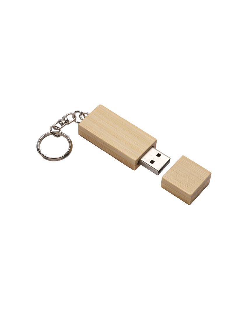 Chiavetta USB 4 Gb in legno con portachiavi in metallo