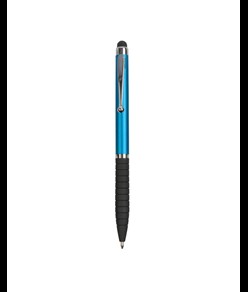 Penna twist in plastica, con impugnatura gommata e gommino per touch screen