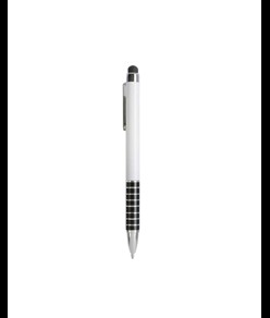 Penna twist con fusto bianco in plastica e impugnatura colorata in alluminio
