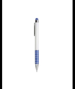 Penna twist con fusto bianco in plastica e impugnatura colorata in alluminio