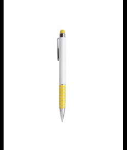Penna twist con fusto bianco in plastica e impugnatura colorata in alluminio