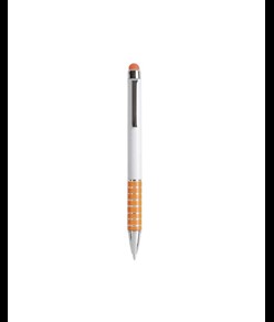 Penna twist con fusto bianco in plastica e impugnatura colorata in alluminio