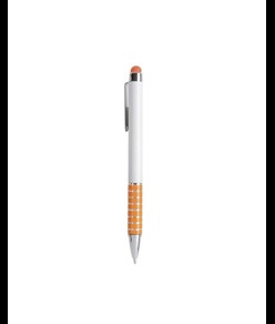 Penna twist con fusto bianco in plastica e impugnatura colorata in alluminio