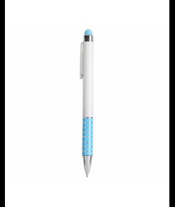 Penna twist con fusto bianco in plastica e impugnatura colorata in alluminio