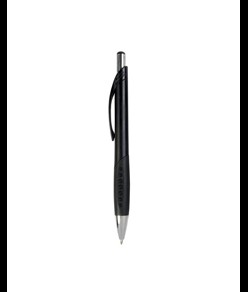 Penna a scatto in plastica con fusto metallizzato, impugatura gommata nera