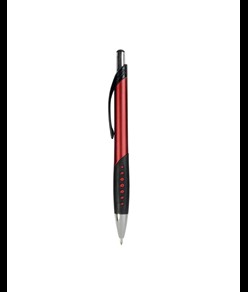 Penna a scatto in plastica con fusto metallizzato, impugatura gommata nera