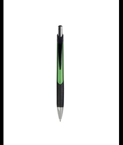 Penna a scatto in plastica con fusto metallizzato, impugatura gommata nera