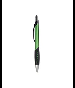 Penna a scatto in plastica con fusto metallizzato, impugatura gommata nera