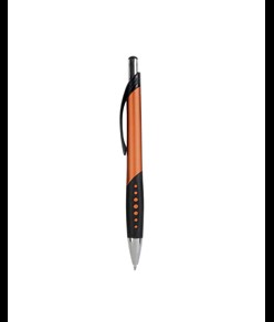 Penna a scatto in plastica con fusto metallizzato, impugatura gommata nera