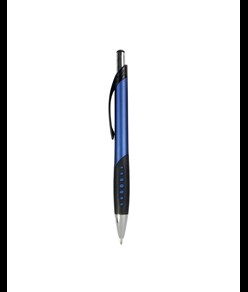 Penna a scatto in plastica con fusto metallizzato, impugatura gommata nera