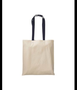 Shopper in cotone naturale 220 g/m2, manici lunghi colorati Handle