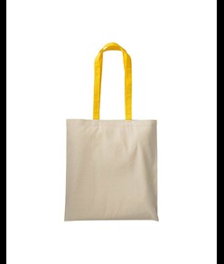 Shopper in cotone naturale 220 g/m2, manici lunghi colorati Handle