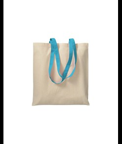 Shopper in cotone naturale 220 g/m2, manici lunghi colorati Handle
