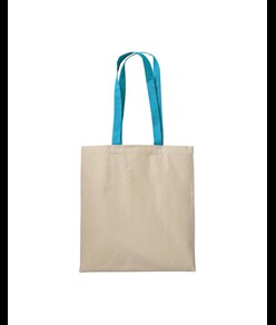 Shopper in cotone naturale 220 g/m2, manici lunghi colorati Handle
