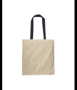 Shopper con soffietto in cotone naturale 220 g/m2, manici lunghi colorati Handle